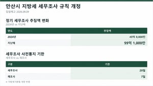 추징액 2배 안산시, 세무조사 규칙 개정···상위법 후속 정비